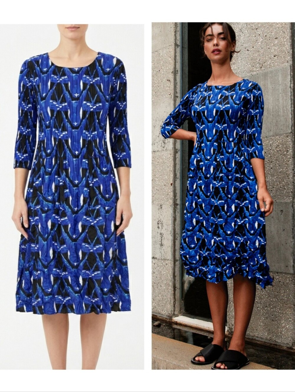 Alquema Smash Pocket Dress Blue Art To Wear Artsy Shibori Pleating Small 0